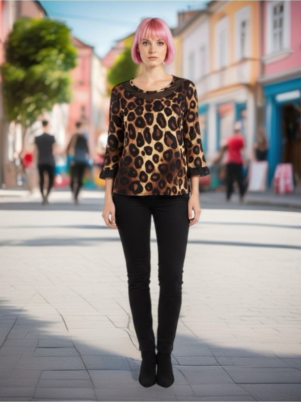 ❤️Price Drop❤️ADELE & MAY Women’s Animal Print Blouse - Picture 2 of 10
